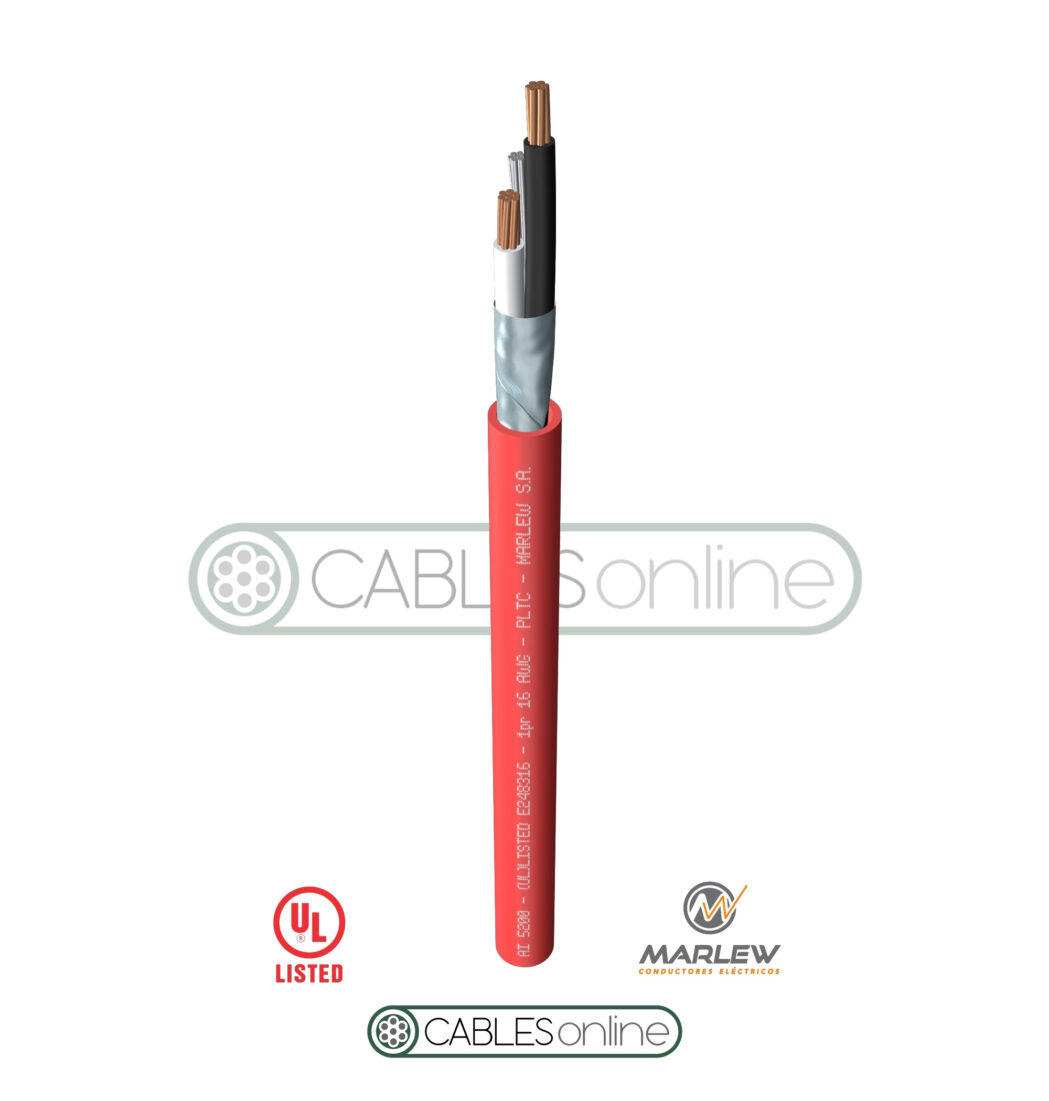 Cable Alarmas Incendio AI 5000 2x20 AWG 300V Blindado Marlew Instrumentación Electrónica Rojo Norma UL 13
