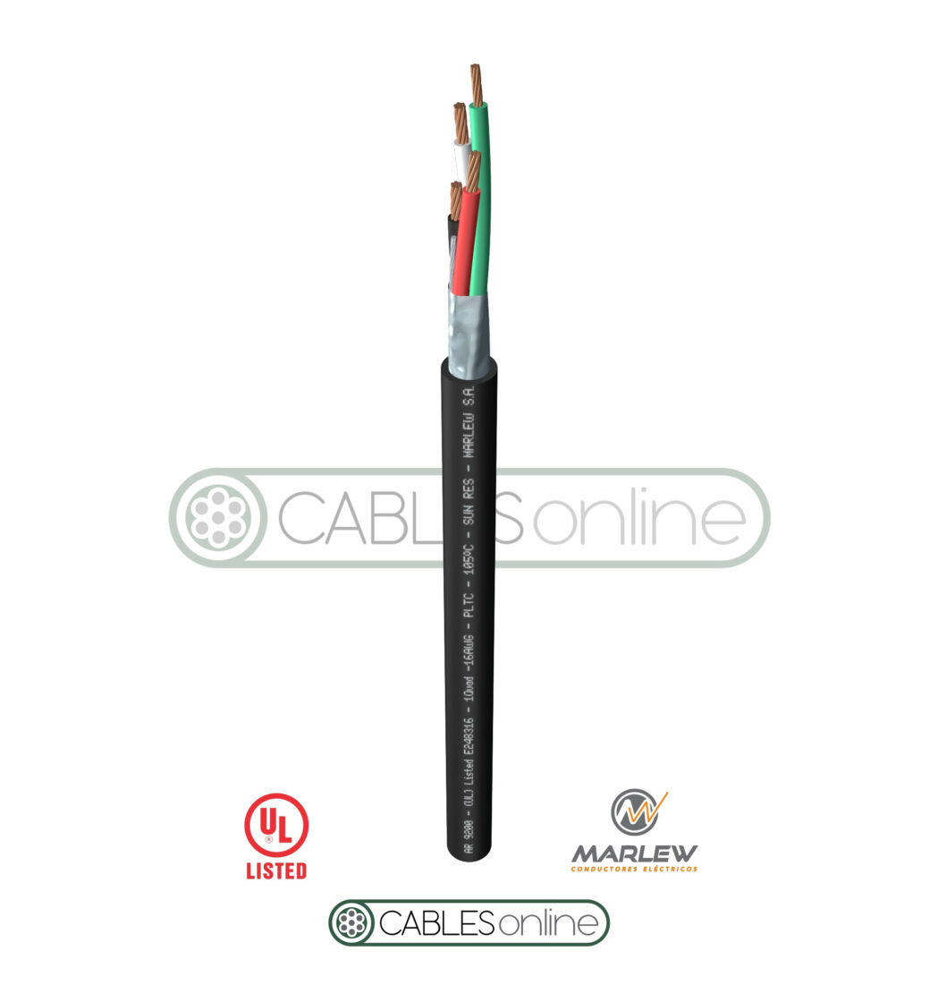 Cable Instrumentación Electrónica AR 9000 4x20 AWG Blindado 300V Marlew Negro Norma UL 13 Pareado