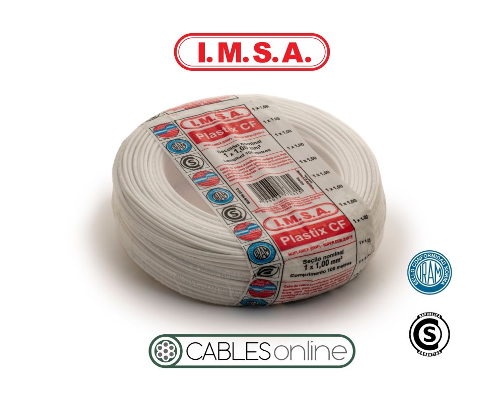 Cable Unipolar Extraflexible Clase 5 Plastix CF 1x1 750V IMSA PVC Norma IRAM NM 247-3 x 100m