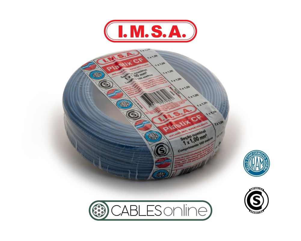 Cable Unipolar Extraflexible Clase 5 Plastix CF 1x1,5 750V IMSA PVC Norma IRAM NM 247-3 x 100m