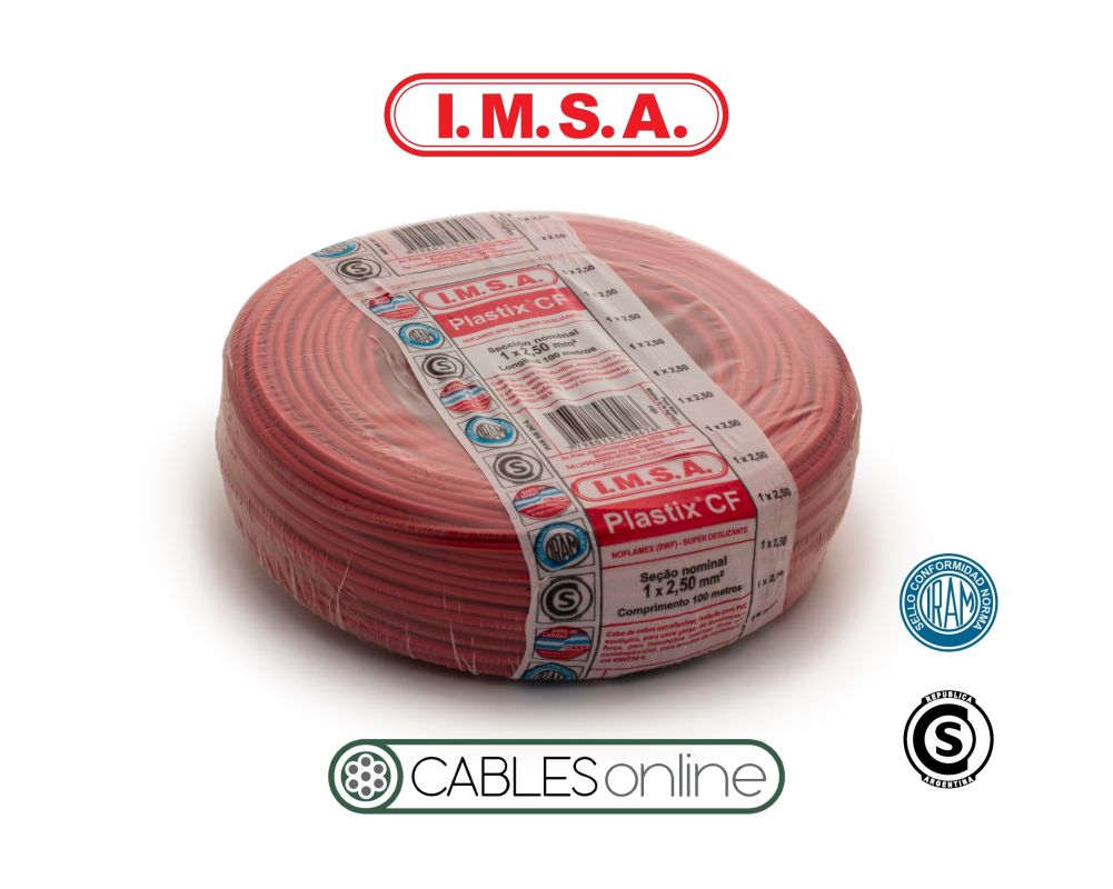 Cable Unipolar Extraflexible Clase 5 Plastix CF 1x6 750V IMSA PVC Norma IRAM NM 247-3 x 100m