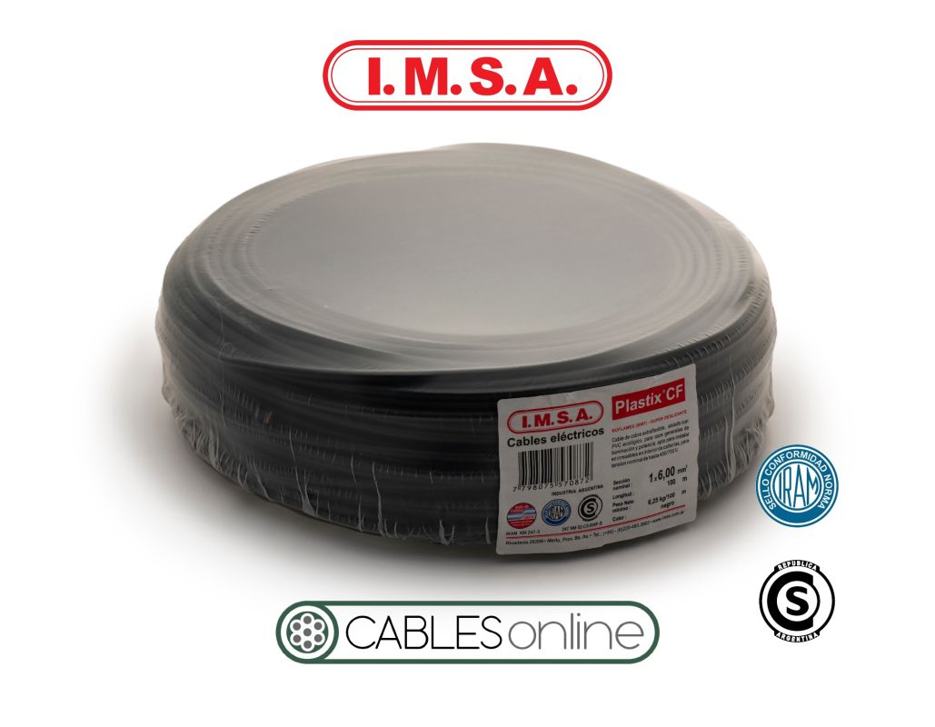 Cable Unipolar Extraflexible Clase 5 Plastix CF 1x16 750V IMSA PVC Norma IRAM NM 247-3 x 100m