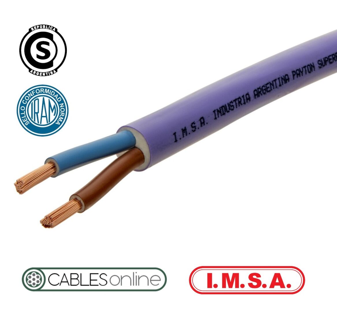 Cable Subterráneo 2x1,5 Extraflexible Clase 5 1,1kV IMSA Payton Superflex PVC Norma IRAM 2178