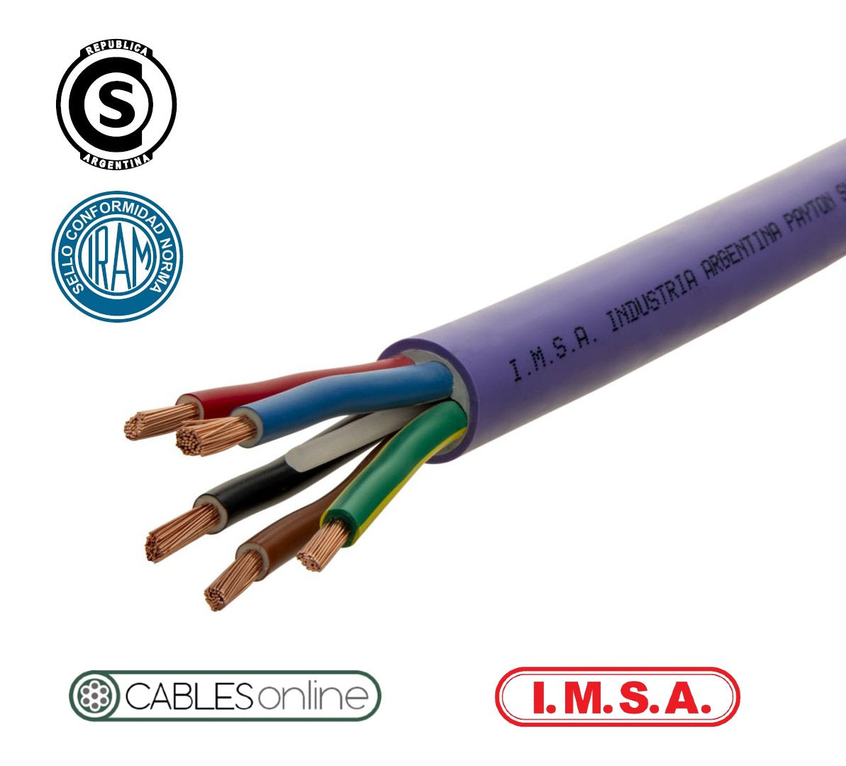 Cable Subterráneo 5x1,5 Extraflexible Clase 5 1,1kV IMSA Payton Superflex PVC Norma IRAM 2178