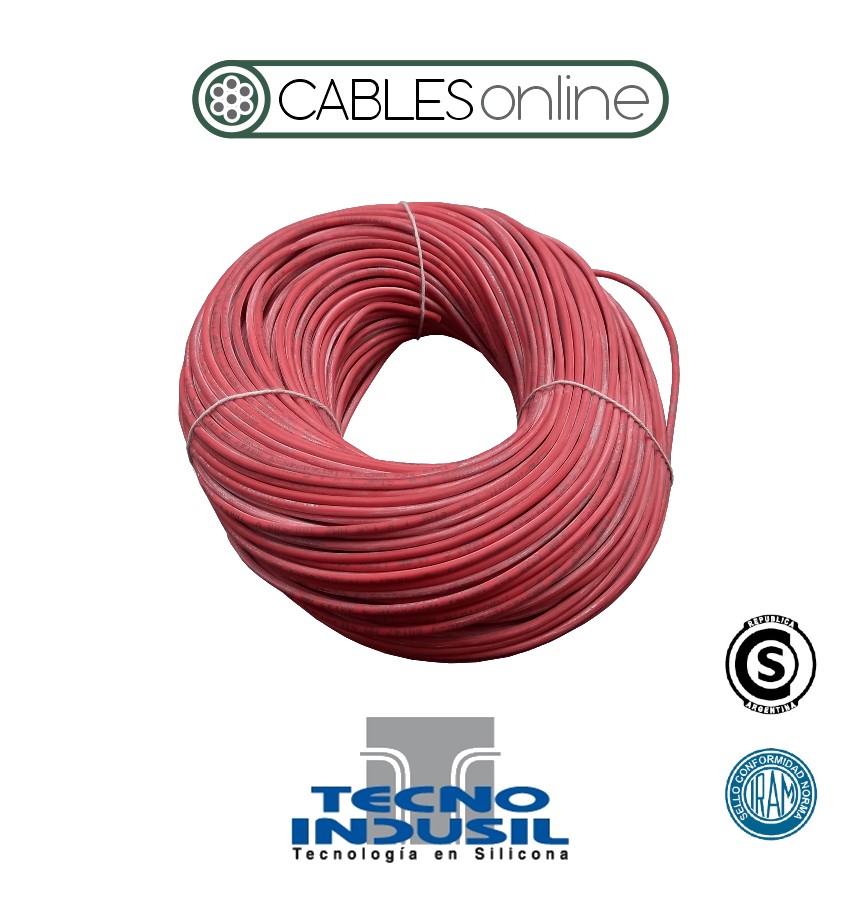 Cable Unipolar Silicona 1?0,75 mm² Alta Temperatura 180°C Tecno Indusil SIAF Extraflexible IRAM 274 2003