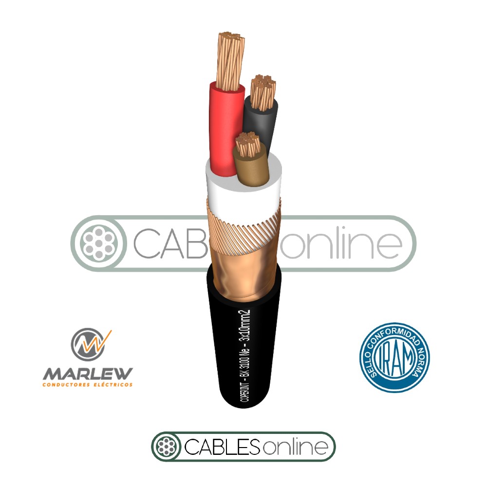 Cable VDF Para Variador De Frecuencia Marlew BX 3x2,5 mm² 1,1 kV XLPE/PVC Blindaje Doble De Cobre Norma IRAM 2178