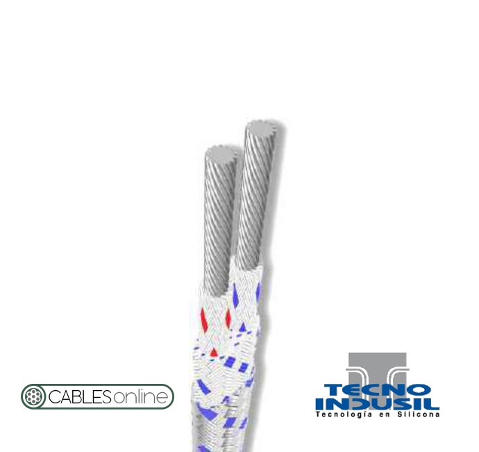 Cable Compensado Para Termocupla Tipo J Fibra De Vidrio Blindado Tecno Indusil Alta Temperatura 250°C