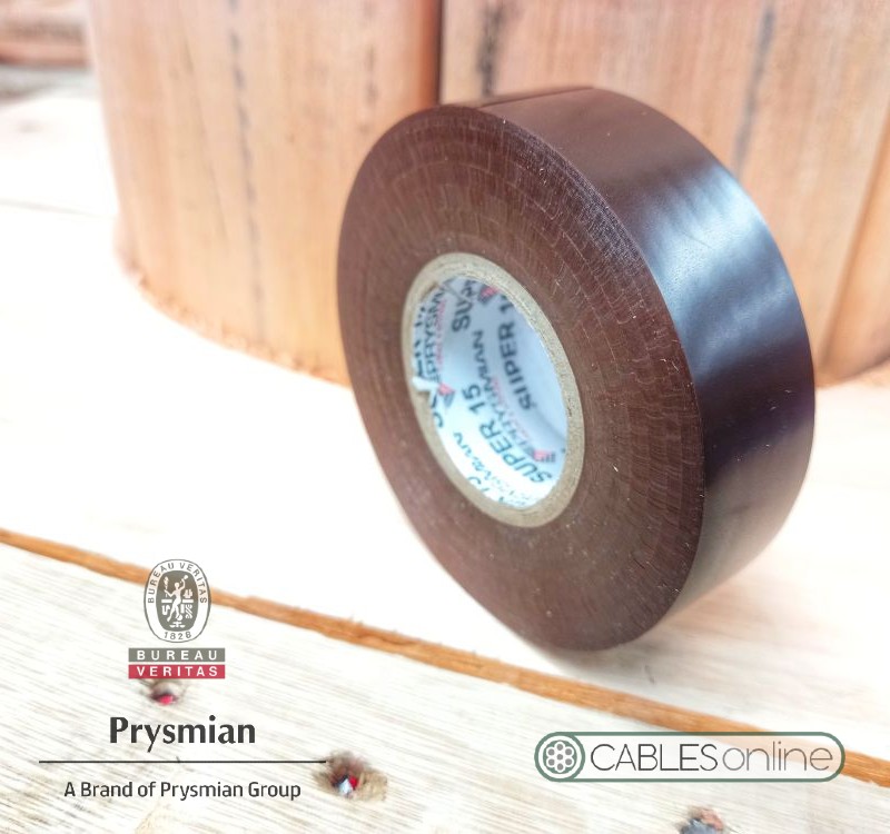 Cinta Aisladora Prysmian Super 15 Marr?n PVC Adhesiva Rollo 20 m x 19 mm 10 Unidades