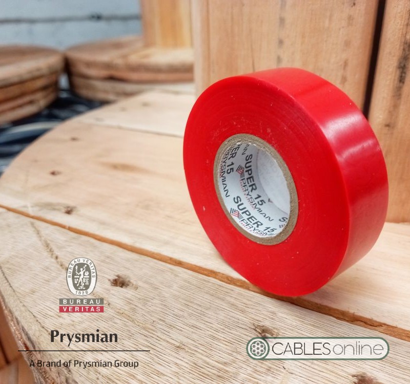 Cinta Aisladora Prysmian Super 15 Rojo PVC Adhesiva Rollo 20 m x 19 mm 10 Unidades