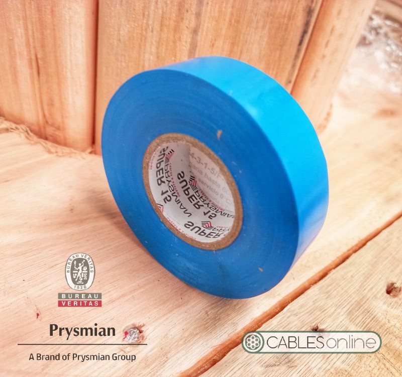 Cinta Aisladora Prysmian Super 15 Celeste PVC Adhesiva Rollo 20 m x 19 mm 10 Unidades