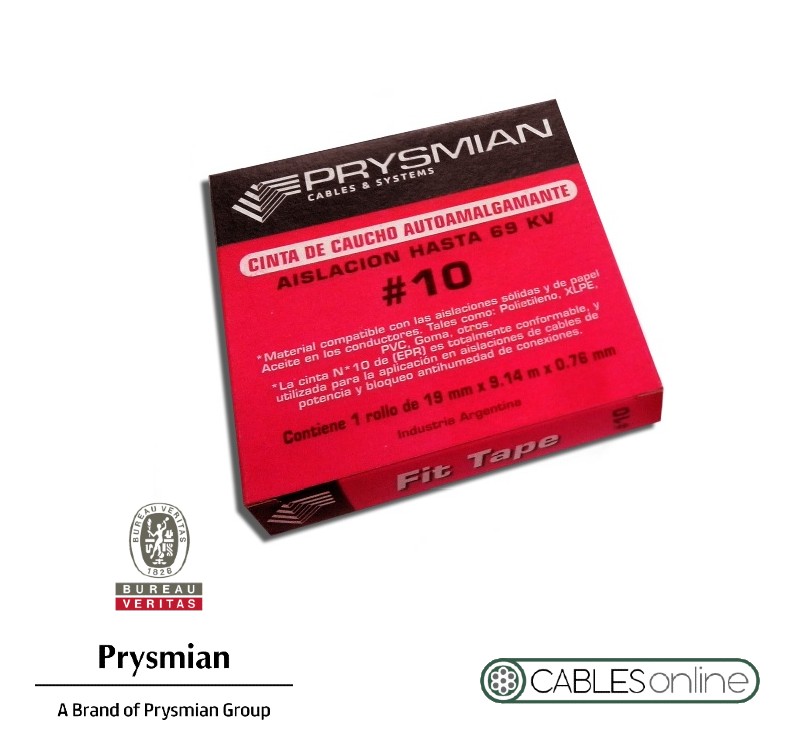 Cinta Caucho EPR Autosoldable Prysmian I10 69 kV Negro Adhesiva Rollo 5 m x 19 mm 10 Unidades